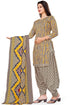 Grey & Yellow Cotton Blend Printed Unstitched Salwar Suit Material