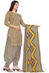 Grey & Yellow Cotton Blend Printed Unstitched Salwar Suit Material