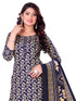Navy Blue & Beige Cotton Blend Printed Unstitched Salwar Suit Material