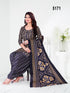 Navy Blue & Beige Cotton Blend Printed Unstitched Salwar Suit Material