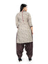 Grey Cotton Blend Printed Unstitched Salwar Suit Material