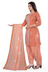 Light Orange Cotton Blend Printed Unstitched Salwar Suit Material