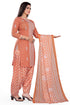Light Orange Cotton Blend Printed Unstitched Salwar Suit Material