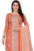 Light Orange Cotton Blend Printed Unstitched Salwar Suit Material