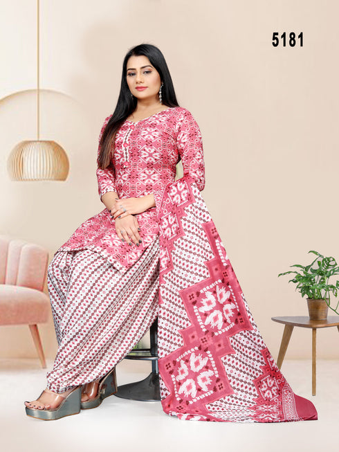 Rajnandini WomenDusty pink Cotton Blend Printed Unstitched Salwar Suit Material