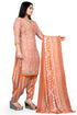 Light Orange & White Cotton Blend Printed Unstitched Salwar Suit Material