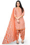 Light Orange & White Cotton Blend Printed Unstitched Salwar Suit Material