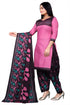 Pink Cotton Blend Printed Unstitched Salwar Suit Material