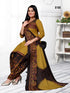 Mustard & Brown Cotton Blend Printed Unstitched Salwar Suit Material
