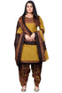 Mustard & Brown Cotton Blend Printed Unstitched Salwar Suit Material