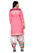 Baby Pink Cotton Blend Printed Unstitched Salwar Suit Material