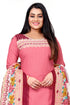 Baby Pink Cotton Blend Printed Unstitched Salwar Suit Material