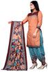 Orange Cotton Blend Printed Unstitched Salwar Suit Material