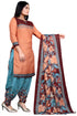Orange Cotton Blend Printed Unstitched Salwar Suit Material
