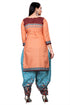 Orange Cotton Blend Printed Unstitched Salwar Suit Material