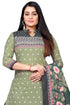 Olive Green Cotton Blend Printed Unstitched Salwar Suit Material