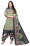 Olive Green Cotton Blend Printed Unstitched Salwar Suit Material