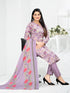Purple Cotton Blend Printed Unstitched Salwar Suit Material