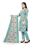 Turquoise Cotton Blend Printed Unstitched Salwar Suit Material