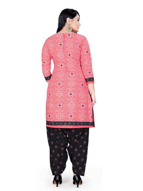 Pink Cotton Blend Printed Unstitched Salwar Suit Material