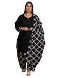 Black Cotton Blend Printed Ready to Wear Patiala Salwar Suit