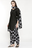 Black Polyester Cotton Printed Salwar Suit with Dupatta