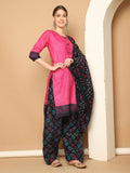 Dark Pink Cotton Printed Ready to Wear Patiala Salwar Suit