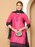 Dark Pink Cotton Printed Ready to Wear Patiala Salwar Suit