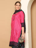 Dark Pink Cotton Printed Ready to Wear Patiala Salwar Suit