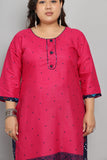 Dark Pink Cotton Printed Ready to Wear Patiala Salwar Suit