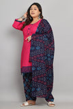 Dark Pink Cotton Printed Ready to Wear Patiala Salwar Suit