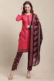 Pink Cotton Blend Printed Ready to Wear Kurta Pant With Dupatta