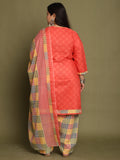 Peach Cotton Blend Printed Ready to Wear Patiala Salwar Suit