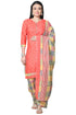 Peach Polyester Cotton Printed Salwar Suit with Dupatta