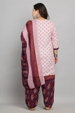 Dusty Pink Cotton Blend Printed Ready to Wear Patiala Salwar Suit