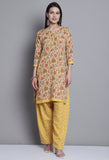 Yellow & Orange Polyester Cotton Printed Salwar Suit with Dupatta