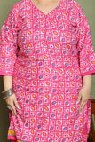 Pink Cotton Blend Printed Ready to Wear Patiala Salwar Suit