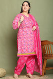 Pink Cotton Blend Printed Ready to Wear Patiala Salwar Suit