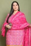 Pink Cotton Blend Printed Plus Size Ready to Wear Patiala Salwar Suit