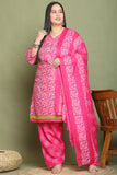 Pink Cotton Blend Printed Ready to Wear Patiala Salwar Suit