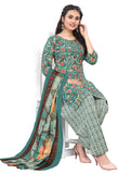 Sea Green Cotton Blend Printed Readymade Patiala Salwar Suit