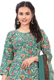 Sea Green Cotton Blend Printed Readymade Patiala Salwar Suit