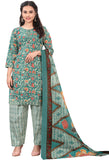 Sea Green Cotton Blend Printed Readymade Patiala Salwar Suit