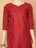 Maroon Cotton Blend Printed Ready to Wear Patiala Salwar Suit