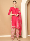 Pink Cotton Blend Printed Ready to Wear Patiala Salwar Suit