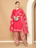 Pink Cotton Blend Printed Ready to Wear Patiala Salwar Suit