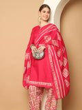 Pink Cotton Blend Printed Readymade Patiala Salwar Suit