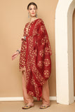 Maroon & Beige Cotton Blend Printed Ready to Wear Patiala Salwar Suit