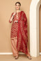 Maroon & Beige Cotton Blend Printed Readymade Patiala Salwar Suit
