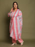 Peach & White Cotton Blend Printed Plus Size Ready to Wear Patiala Salwar Suit